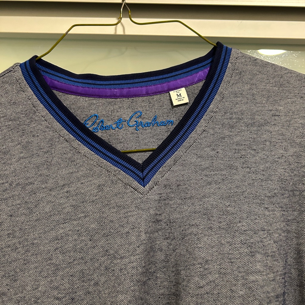 Robert Graham Blue And Purple Knit Shirt